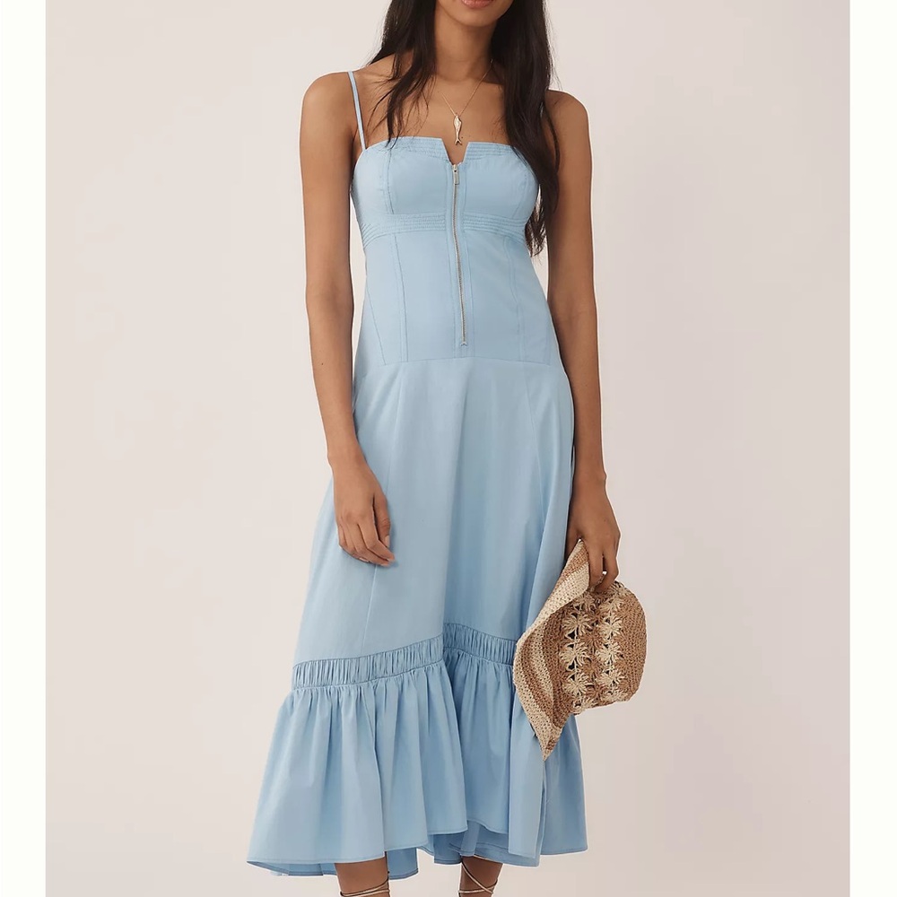 NWT By Anthropologie Zip-FrontMidi Dress size M